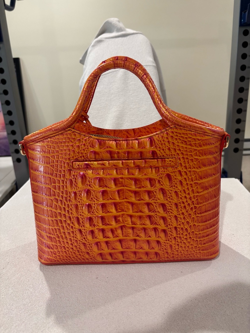 Brahmin Orange Croc-Embossed Satchel - Picture 2 of 3